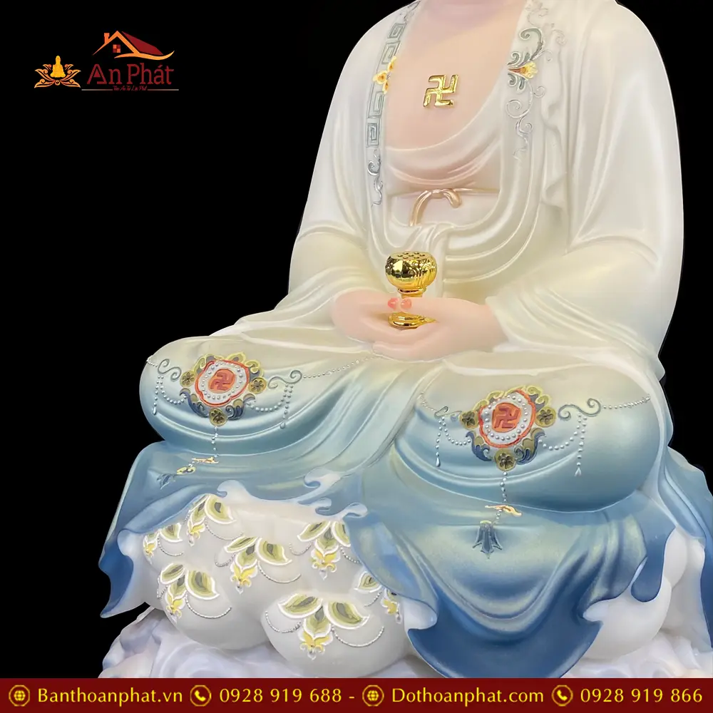Tượng Phật A Di Đà Ngồi Đế Mây Sơn Màu Xanh Cao Cấp T2515 17 tuong phat a di da ngoi de may son mau xanh cao cap t251500003