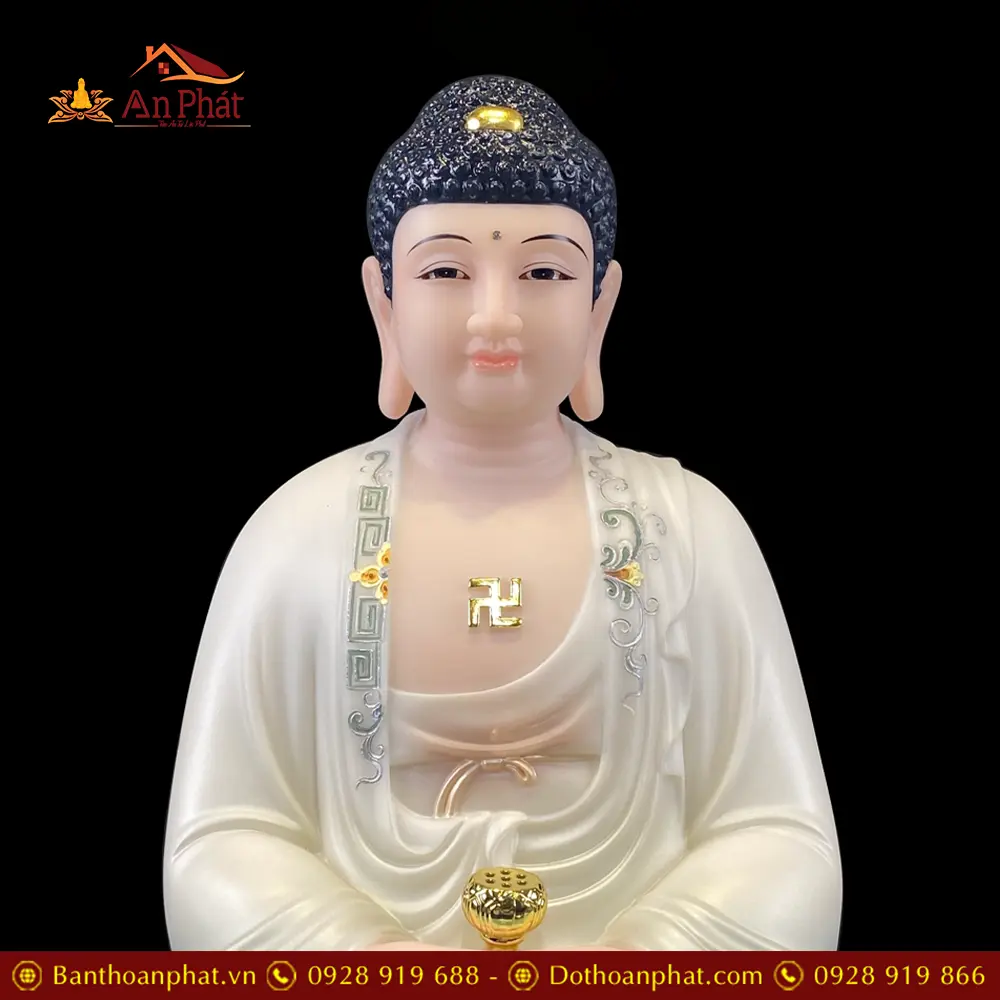 Tượng Phật A Di Đà Ngồi Đế Mây Sơn Màu Xanh Cao Cấp T2515 16 tuong phat a di da ngoi de may son mau xanh cao cap t251500004