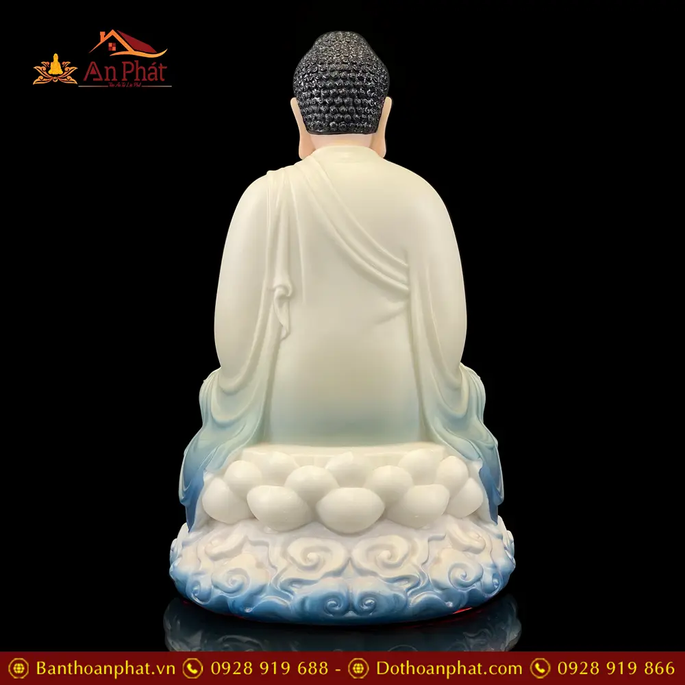 Tượng Phật A Di Đà Ngồi Đế Mây Sơn Màu Xanh Cao Cấp T2515 15 tuong phat a di da ngoi de may son mau xanh cao cap t251500005