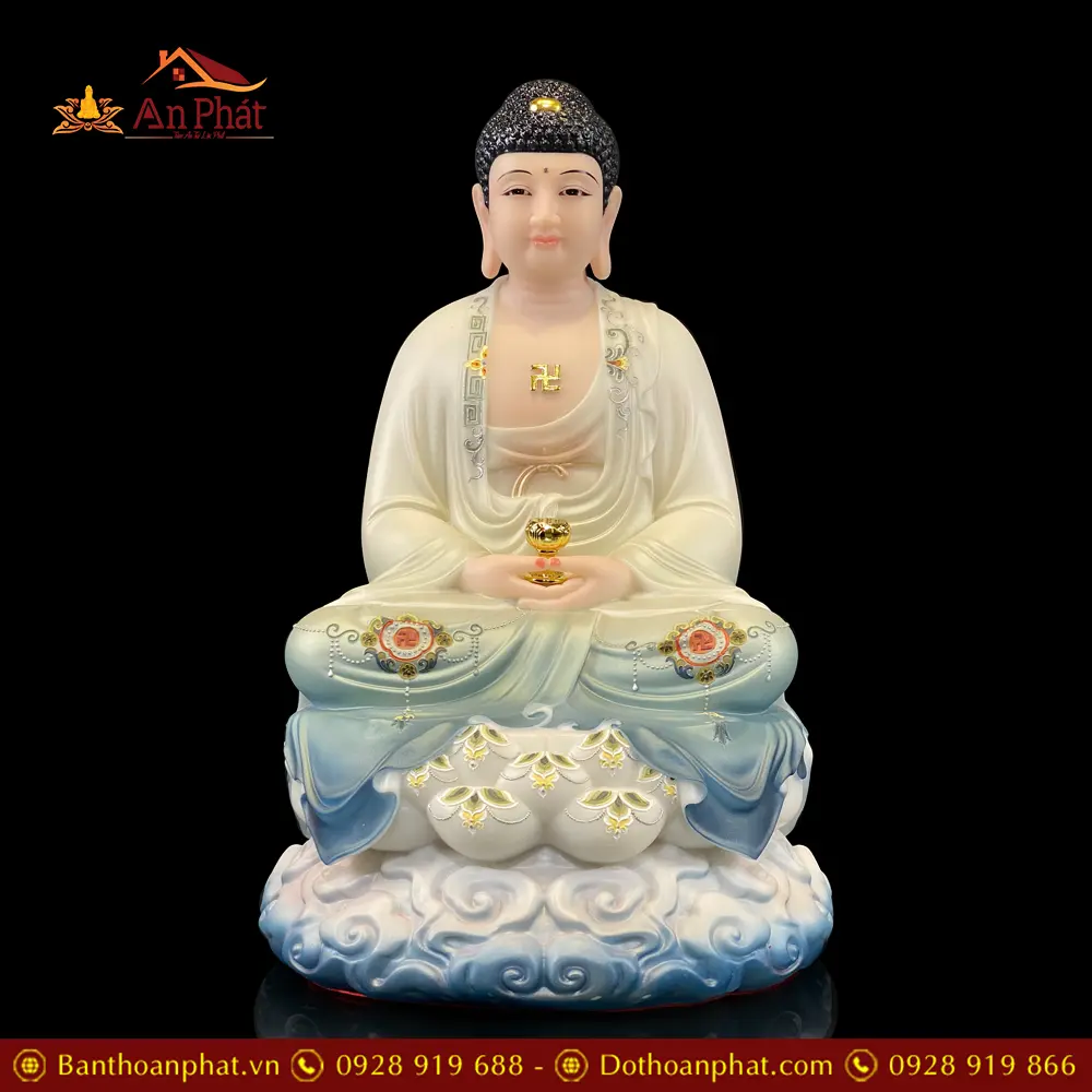 Tượng Phật A Di Đà Ngồi Đế Mây Sơn Màu Xanh Cao Cấp T2515 13 Tượng Phật A Di Đà Ngồi Đế Mây Sơn Màu Xanh Cao Cấp T2515