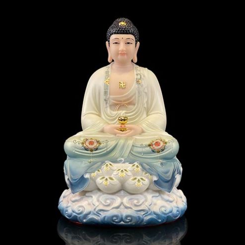 Tượng Phật A Di Đà Ngồi Đế Mây Sơn Màu Xanh Cao Cấp T2515