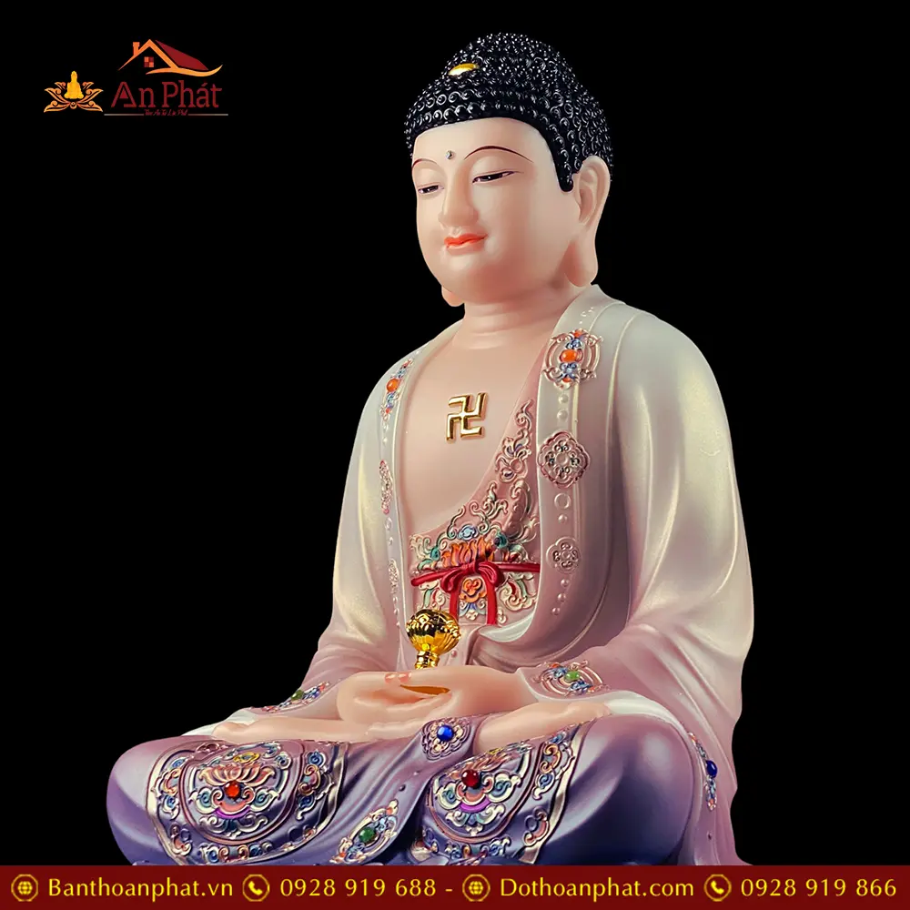 Tượng Phật A Di Đà Ngồi Đế Non Nước Bột Đá Sơn Màu Cao Cấp T2539 17 tuong phat a di da ngoi de non nuoc bot da son mau cao cap t253900003