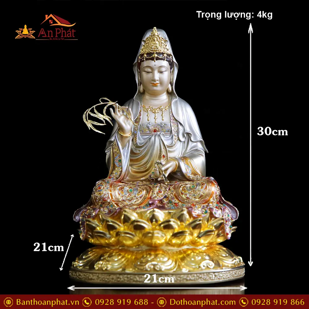 Tượng Phật Bà Quan Âm Bằng Đồng Cao Cấp Sơn Men Cổ Viền Vàng Mẫn Bảo T2563 20 tuong phat ba quan am bang dong cao cap son men co vien vang man bao t256300002