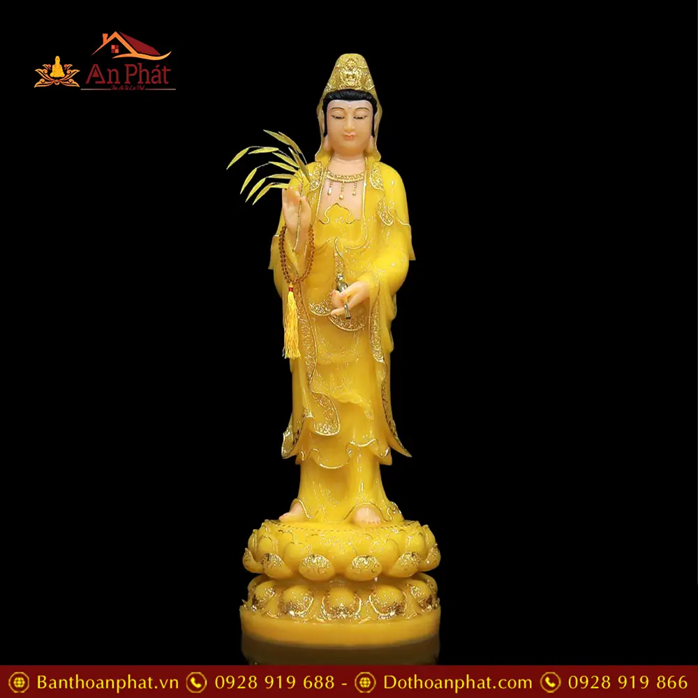 Tượng Phật Bà Quan Âm Bồ Tát Bột Đá Thạch Anh Dáng Đứng Cao Cấp T2575 13 Tượng Phật Bà Quan Âm Bồ Tát Bột Đá Thạch Anh Dáng Đứng Cao Cấp T2575