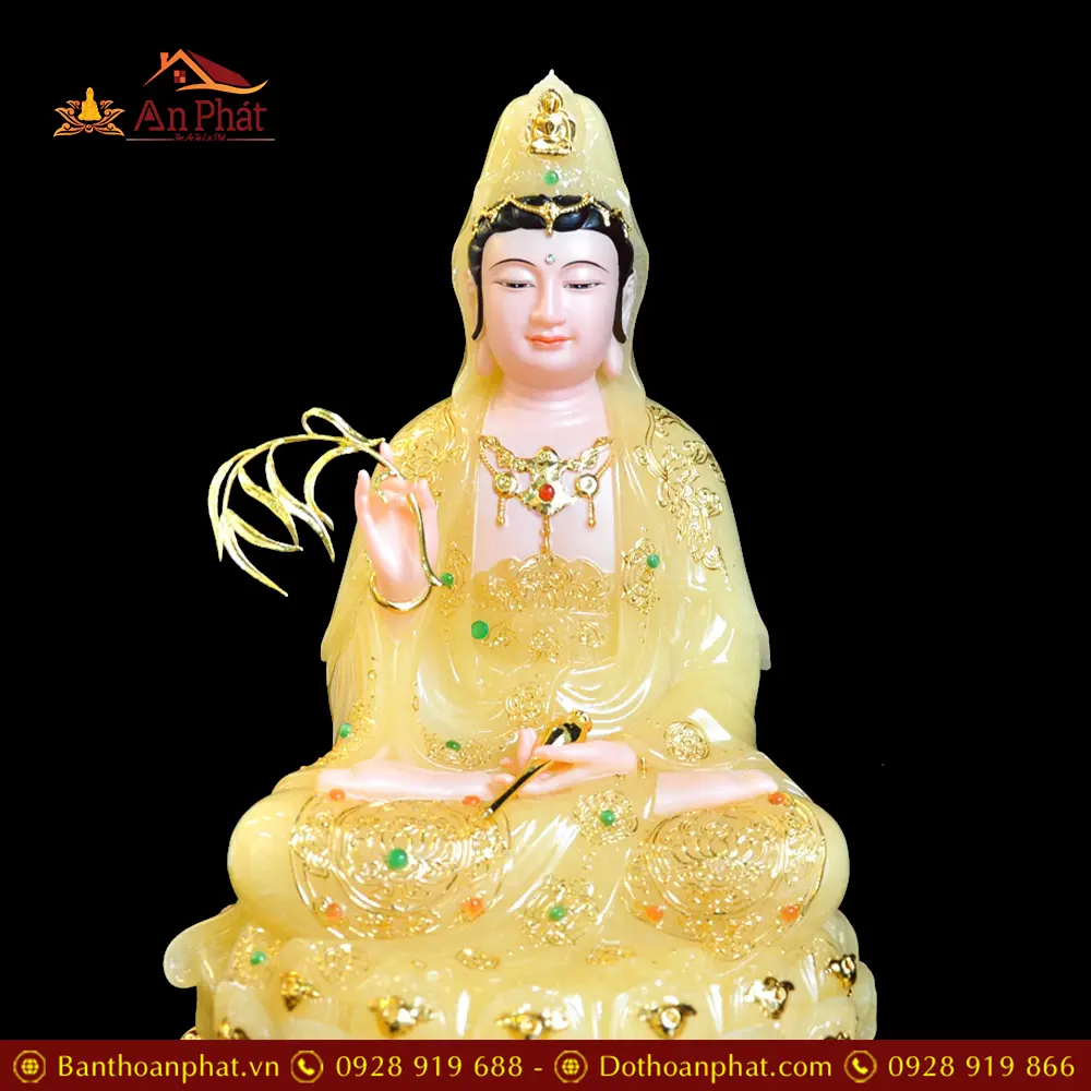 Tượng Phật Bà Quan Âm Bồ Tát Ngồi Đế Non Nước Bột Đá Thạch Anh T2568 20 tuong phat ba quan am bo tat ngoi de non nuoc bot da thach anh t256800004