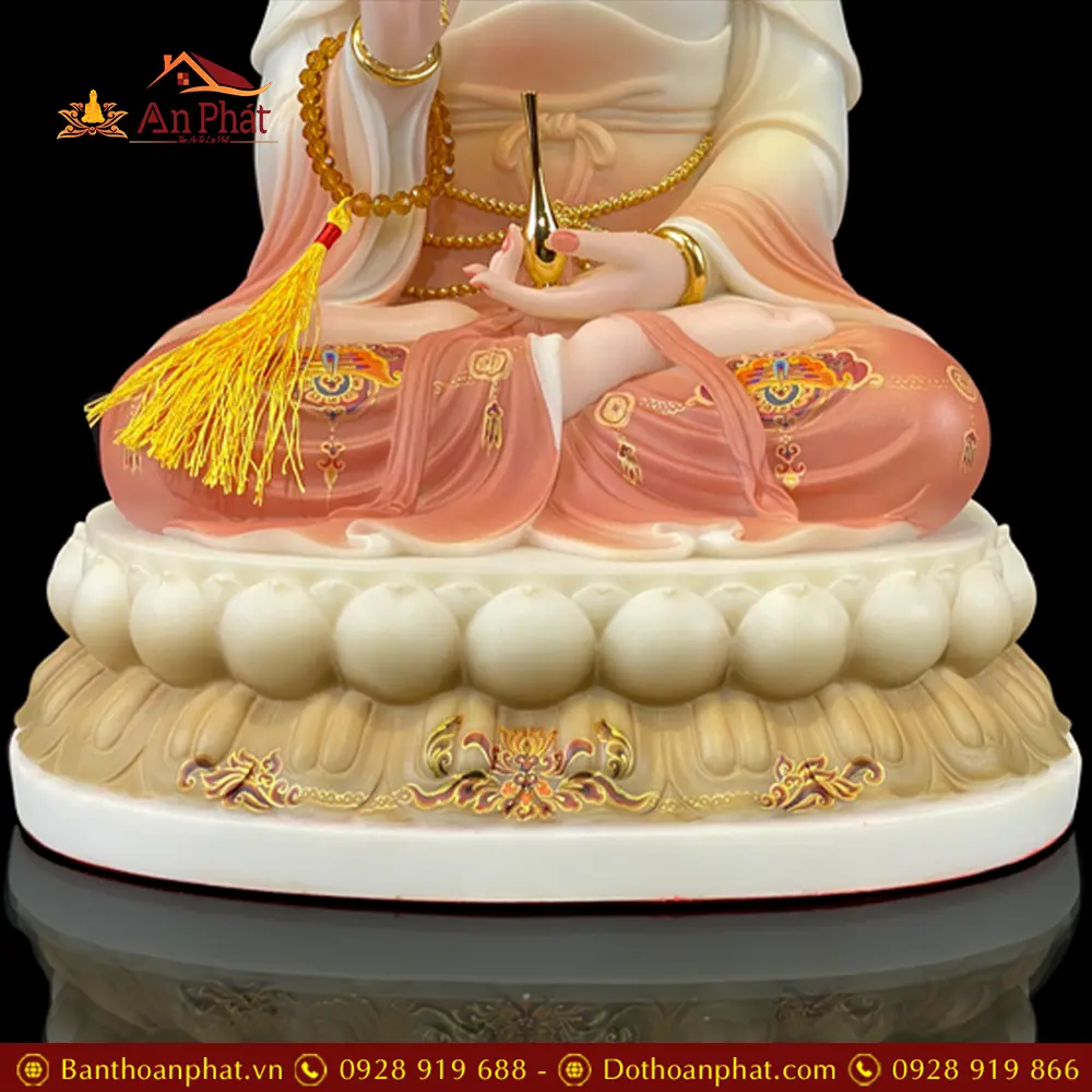 Tượng Phật Bà Quan Âm Bột Đá Vẽ Hoa Toạ Đài Sen Cao Cấp T2591 9 Tượng Phật Bà Quan Âm Bột Đá Vẽ Hoa Toạ Đài Sen Cao Cấp T2591