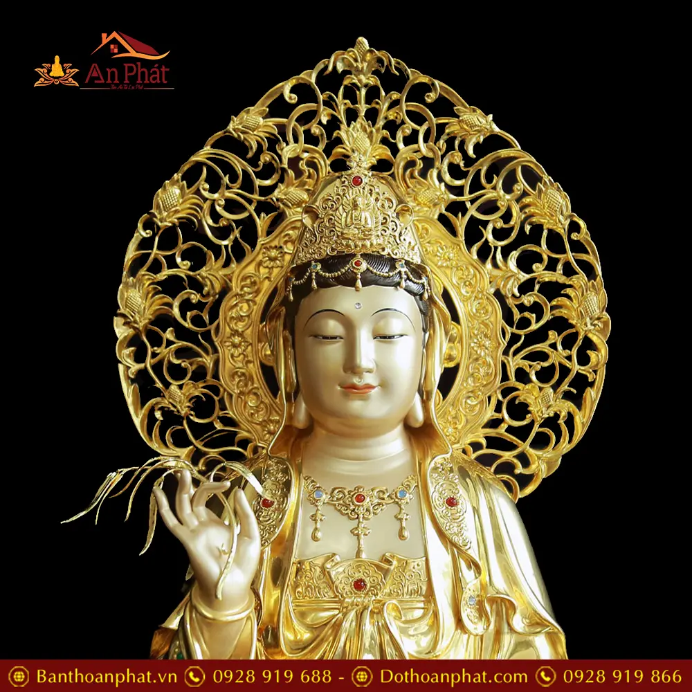 Tượng Phật Bà Quan Âm Ngồi Đài Sen Bằng Đồng Men Cổ Viền Vàng Mẫn Bảo T2569 14 Tượng Phật Bà Quan Âm Ngồi Đài Sen Bằng Đồng Men Cổ Viền Vàng Mẫn Bảo T2569