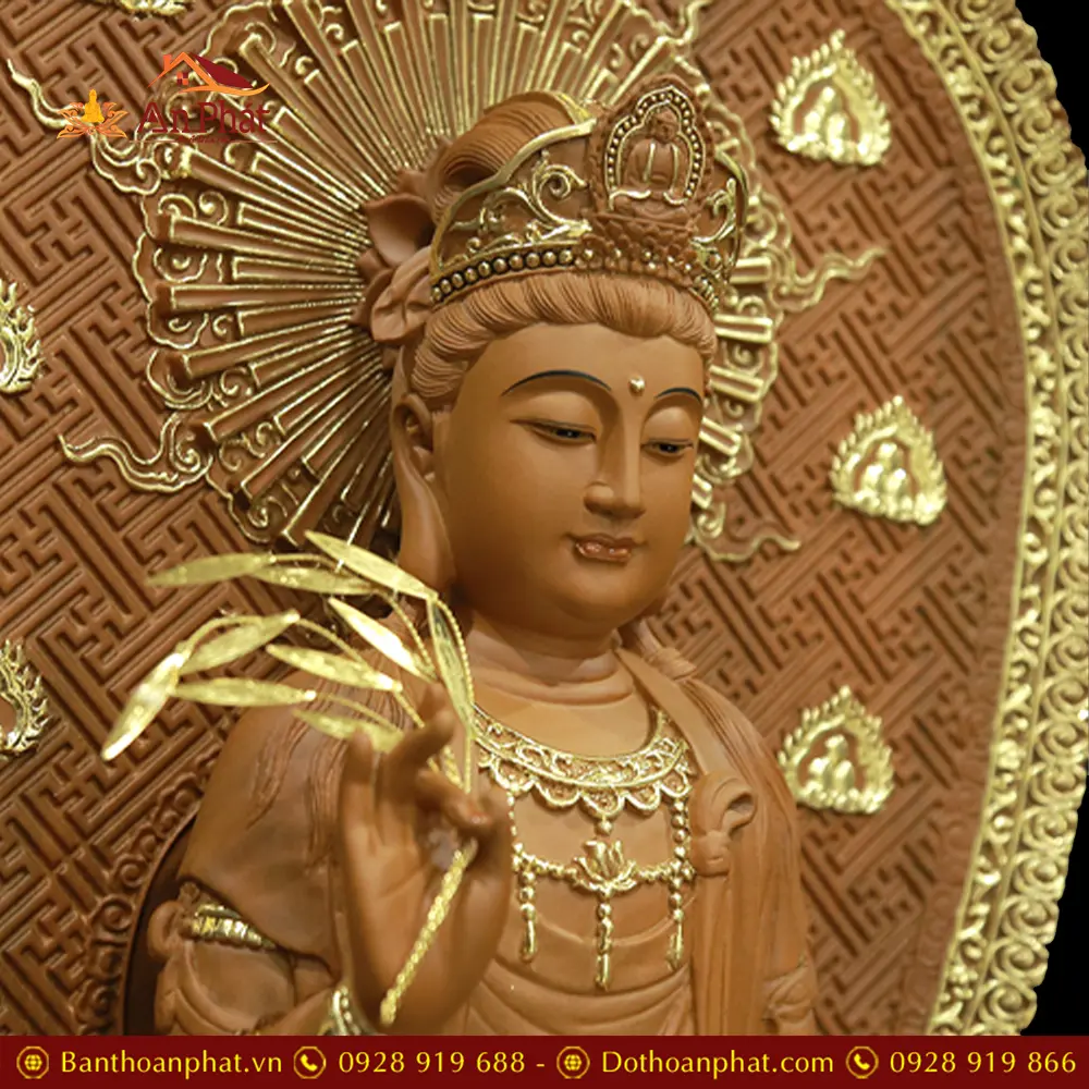 Tượng Phật Bà Quan Âm Ngồi Đài Sen Gỗ Long Não Cao Cấp T2600 15 tuong phat ba quan am ngoi dai sen go long nao cao cap t260000004