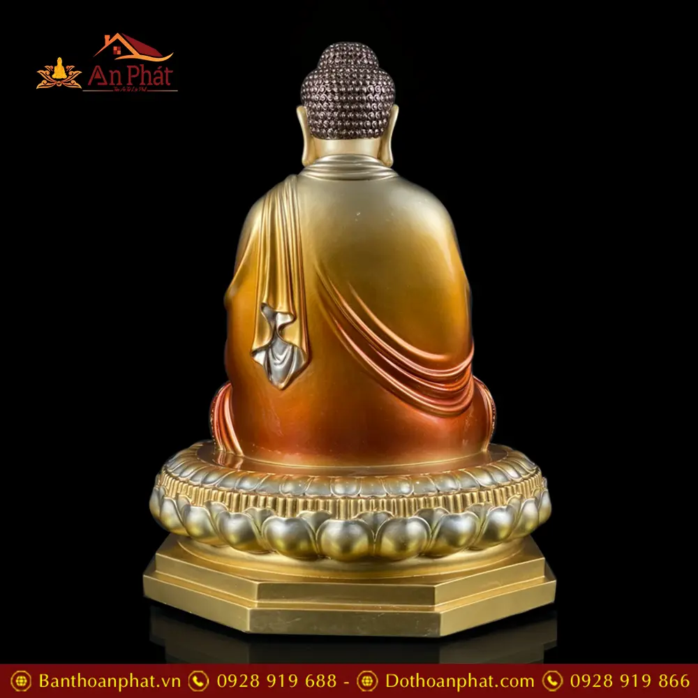Tượng Phật Bổn Sư Thích Ca Ngồi Đài Sen Bằng Đồng Sơn Cổ Cao Cấp T2620 19 tuong phat bon su thich ca ngoi dai sen bang dong son co cao cap t261800003