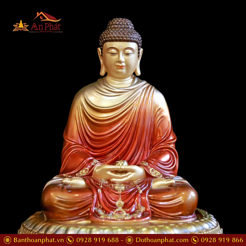 Tượng Phật Bổn Sư Thích Ca Ngồi Đài Sen Bằng Đồng Sơn Cổ Cao Cấp T2620 22 tuong phat bon su thich ca ngoi dai sen bang dong son co cao cap t261800009