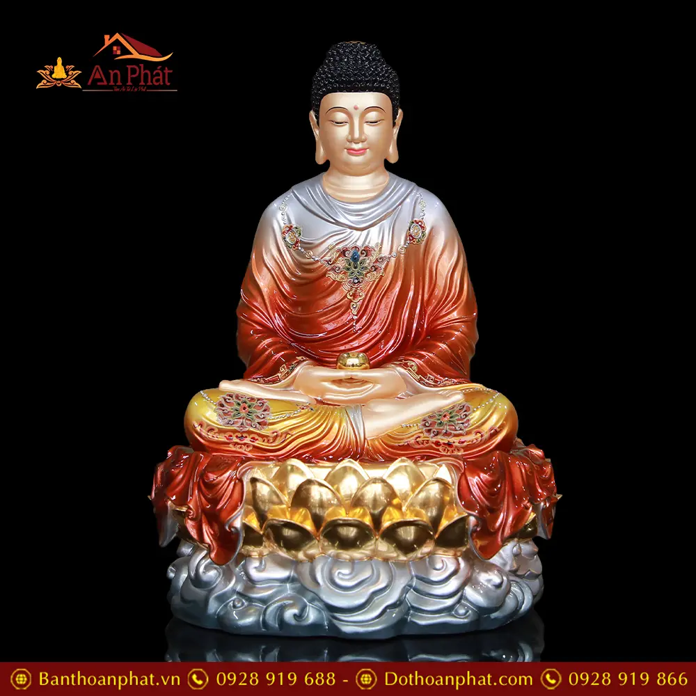 Tượng Phật Bổn Sư Thích Ca Toạ Vân Đồng Cổ Ánh Kim Cao Cấp T2605 13 Tượng Phật Bổn Sư Thích Ca Toạ Vân Đồng Cổ Ánh Kim Cao Cấp T2605