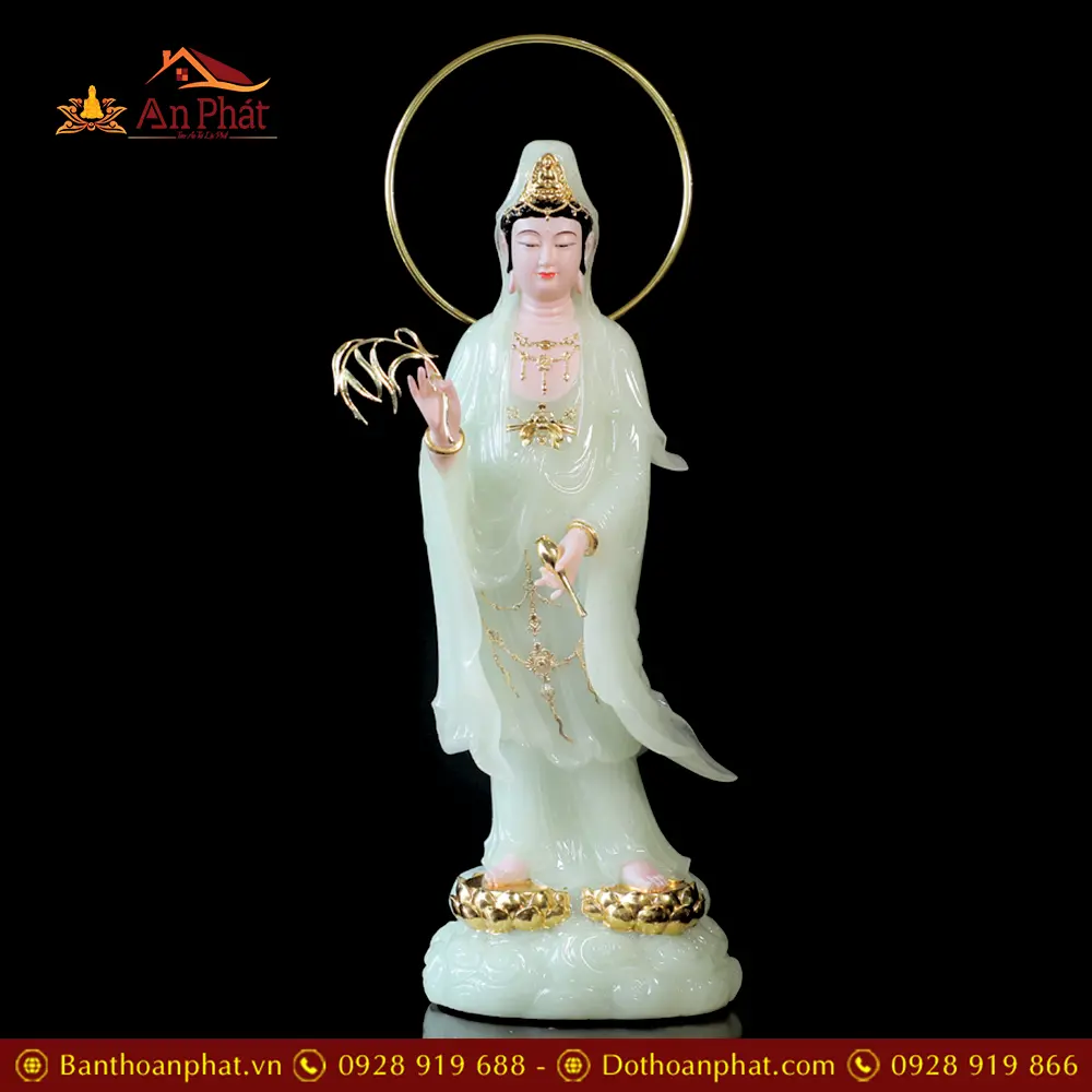 Tượng Phật Tây Phương Tam Thánh Bột Đá Xanh Ngọc Dáng Đứng Mây Cao Cấp T2468 25 Tượng Phật Tây Phương Tam Thánh Bột Đá Xanh Ngọc Dáng Đứng Mây Cao Cấp T2468