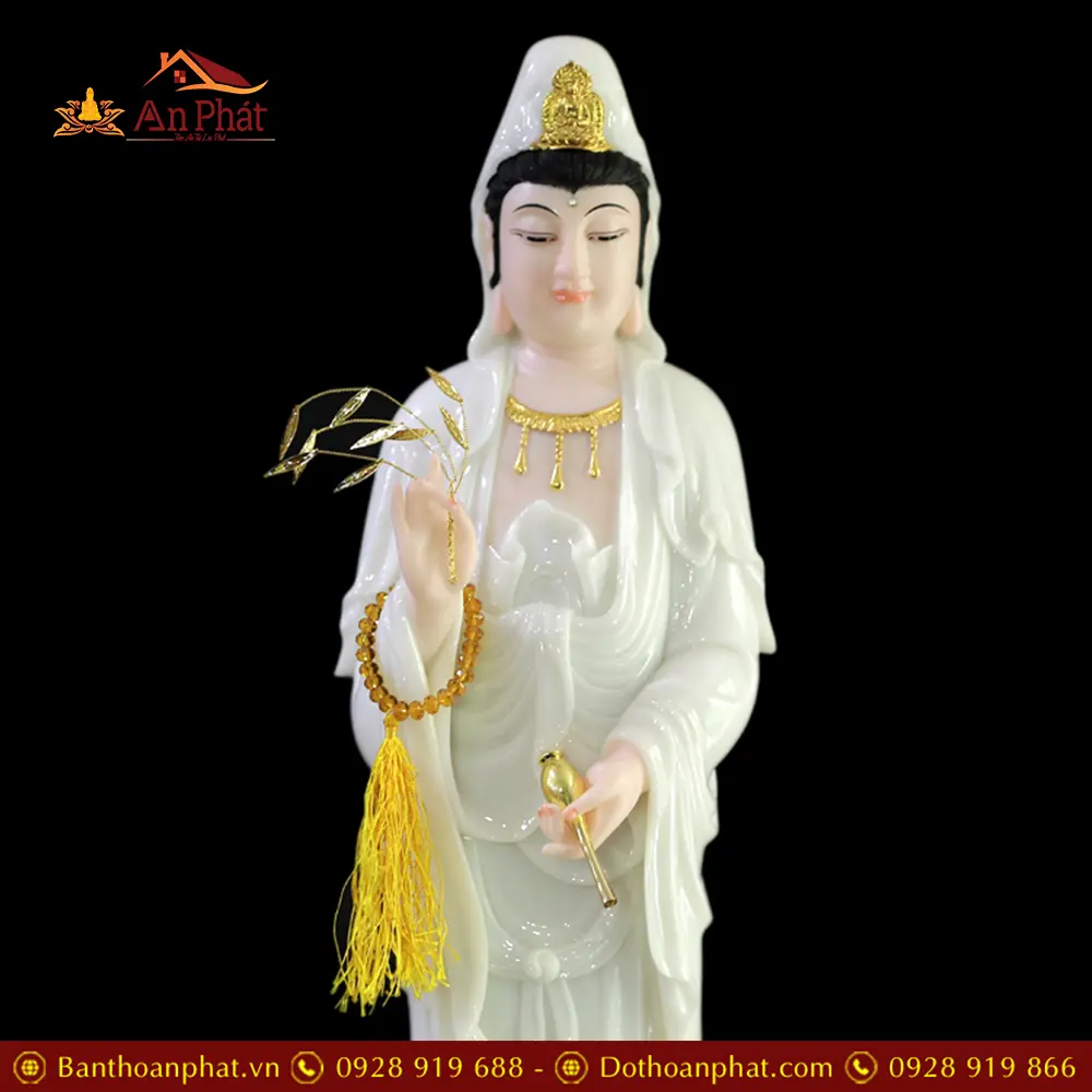 Tượng Quan Âm Bồ Tát Bột Đá Cao Cấp Dáng Đứng T2572 27 tuong quan am bo tat bot da cao cap dang dung t257200002