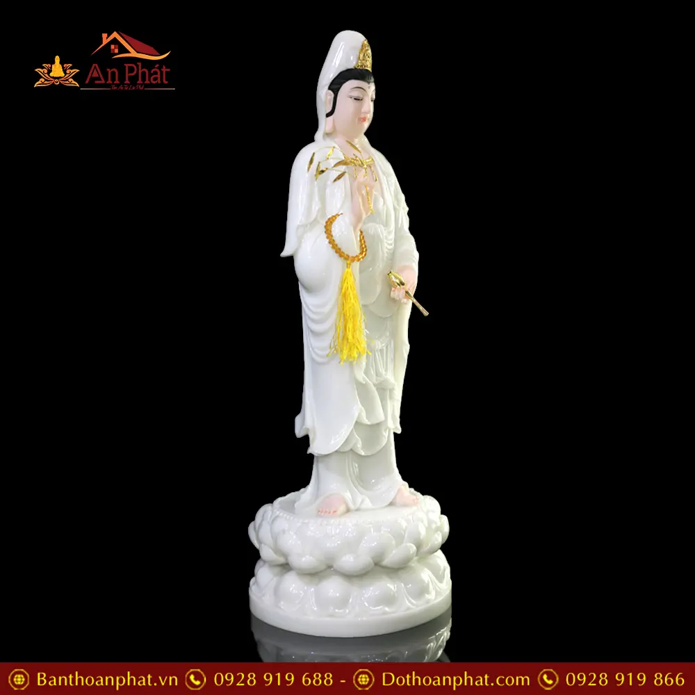 Tượng Quan Âm Bồ Tát Bột Đá Cao Cấp Dáng Đứng T2572 25 tuong quan am bo tat bot da cao cap dang dung t257200006