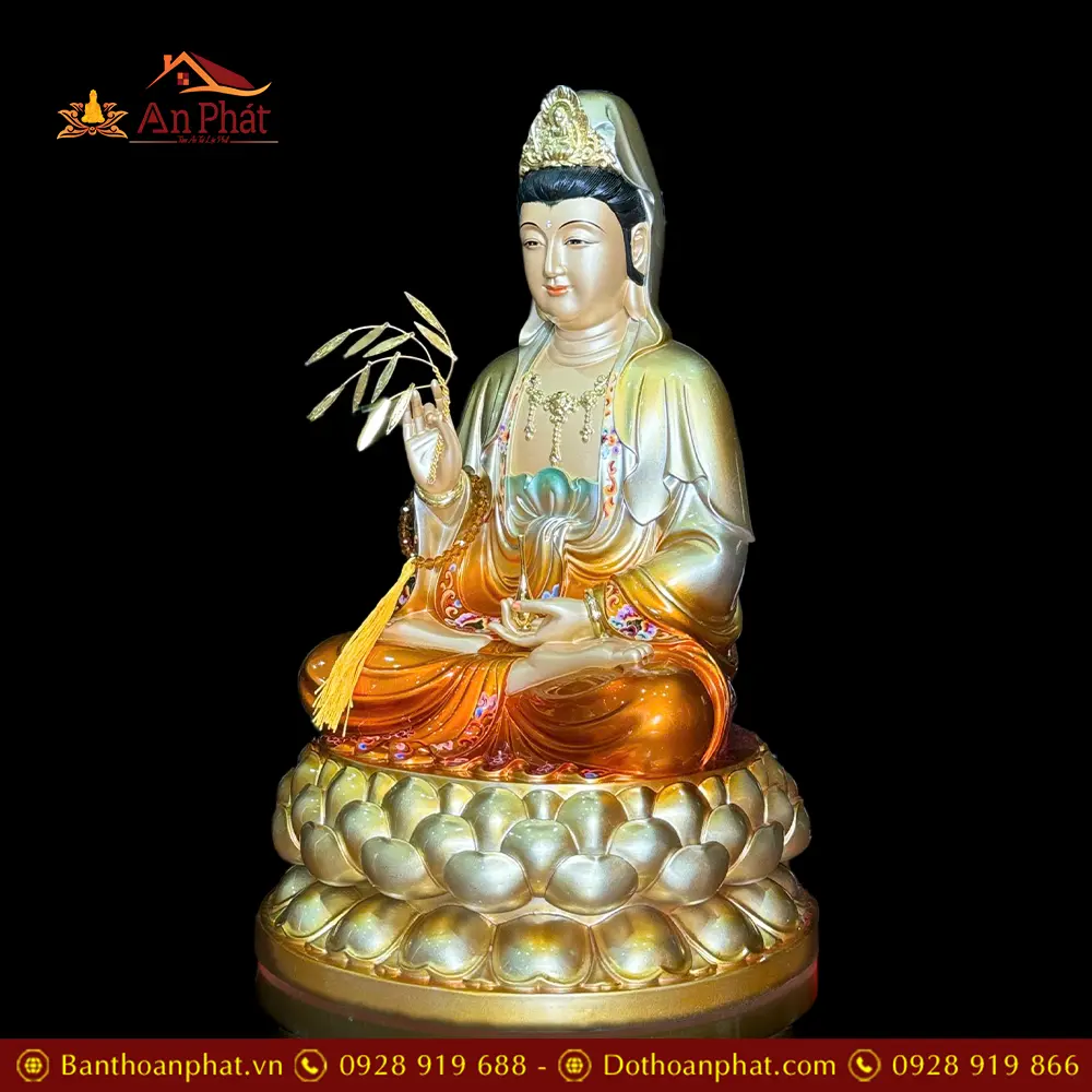 Tượng Quan Âm Bồ Tát Bột Đá Sơn Màu Cam Dáng Ngồi Đài Sen 3 Tầng T2601 20 Tượng Quan Âm Bồ Tát Bột Đá Sơn Màu Cam Dáng Ngồi Đài Sen 3 Tầng T2601