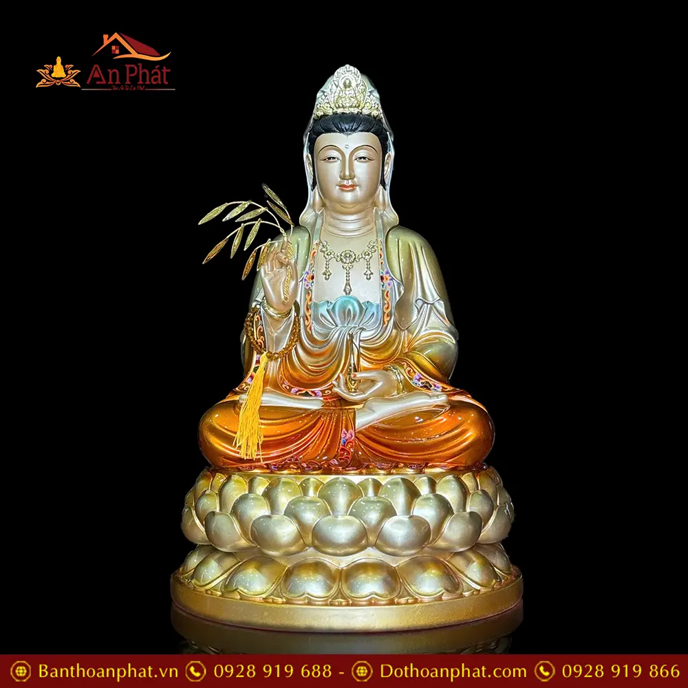 Tượng Quan Âm Bồ Tát Bột Đá Sơn Màu Cam Dáng Ngồi Đài Sen 3 Tầng T2601 19 Tượng Quan Âm Bồ Tát Bột Đá Sơn Màu Cam Dáng Ngồi Đài Sen 3 Tầng T2601