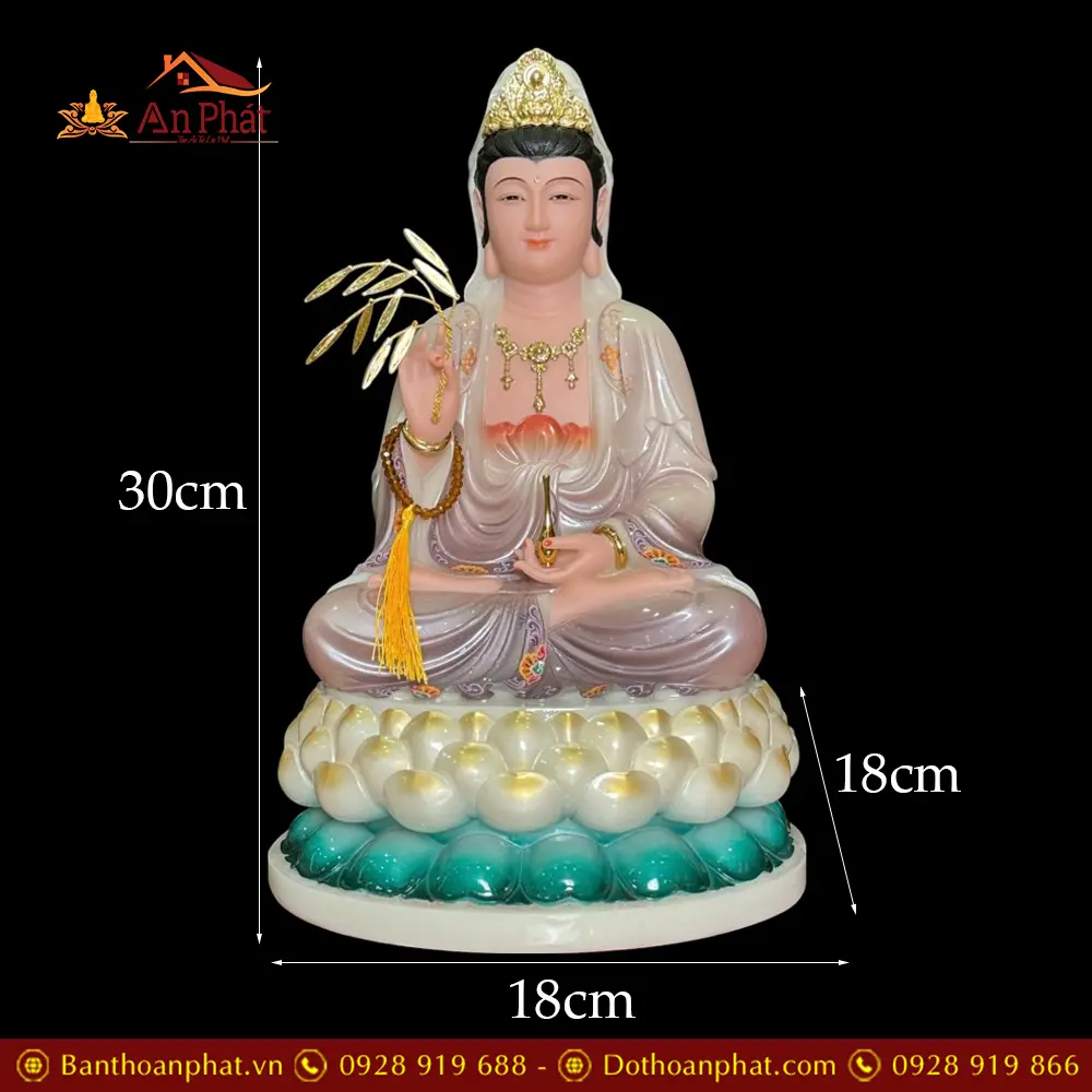 Tượng Quan Âm Bồ Tát Bột Đá Sơn Màu Tím Dáng Ngồi Đài Sen 3 Tầng T2602 27 tuong quan am bo tat bot da son mau tim dang ngoi dai sen 3 tang t260200002