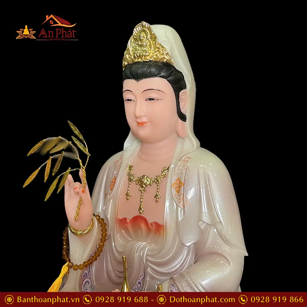 Tượng Quan Âm Bồ Tát Bột Đá Sơn Màu Tím Dáng Ngồi Đài Sen 3 Tầng T2602 25 tuong quan am bo tat bot da son mau tim dang ngoi dai sen 3 tang t260200004