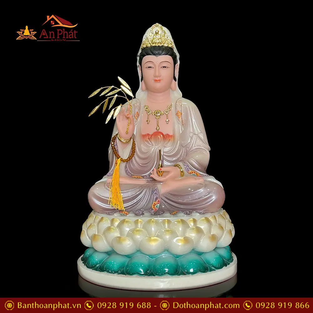 Tượng Quan Âm Bồ Tát Bột Đá Sơn Màu Tím Dáng Ngồi Đài Sen 3 Tầng T2602 21 Tượng Quan Âm Bồ Tát Bột Đá Sơn Màu Tím Dáng Ngồi Đài Sen 3 Tầng T2602