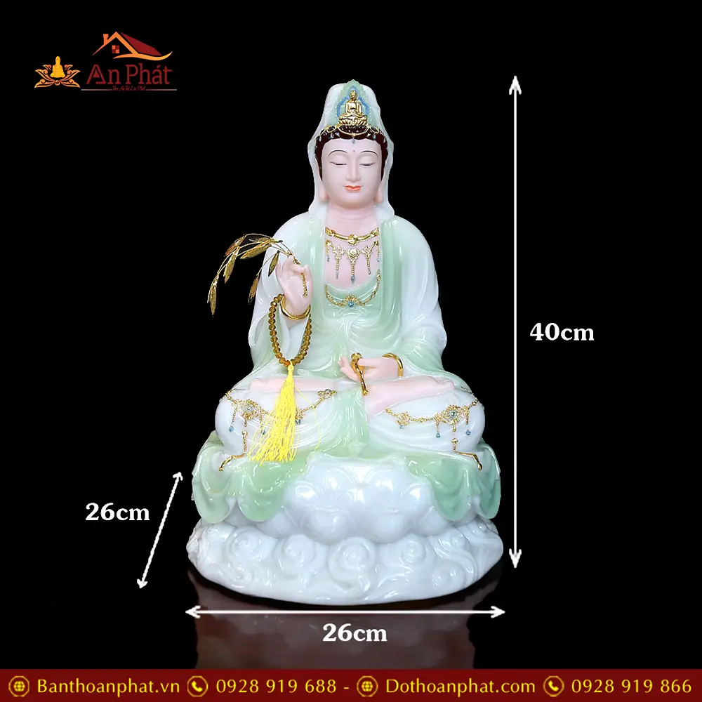 Tượng Quan Âm Bồ Tát Bột Đá Xanh Thiên Thanh Cao Cấp T2548 20 tuong quan am bo tat bot da xanh thien thanh cao cap t254800001