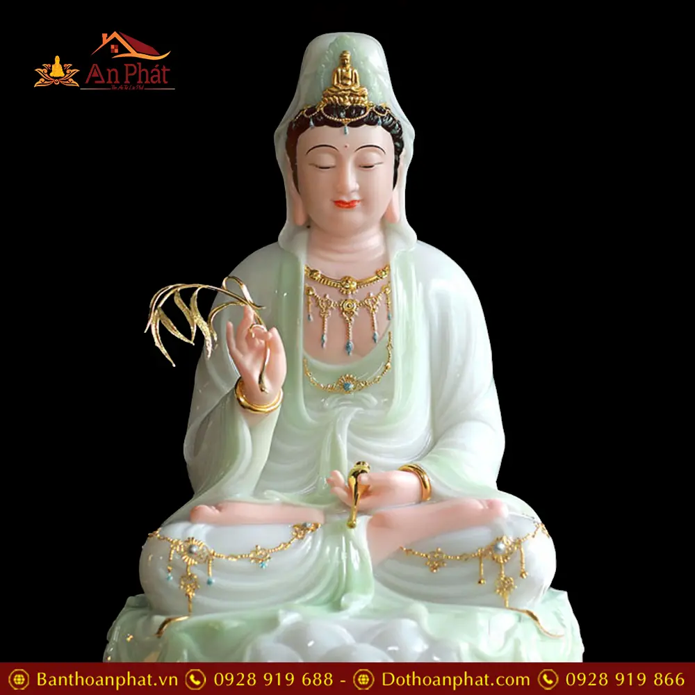 Tượng Quan Âm Bồ Tát Bột Đá Xanh Thiên Thanh Cao Cấp T2548 18 tuong quan am bo tat bot da xanh thien thanh cao cap t254800004