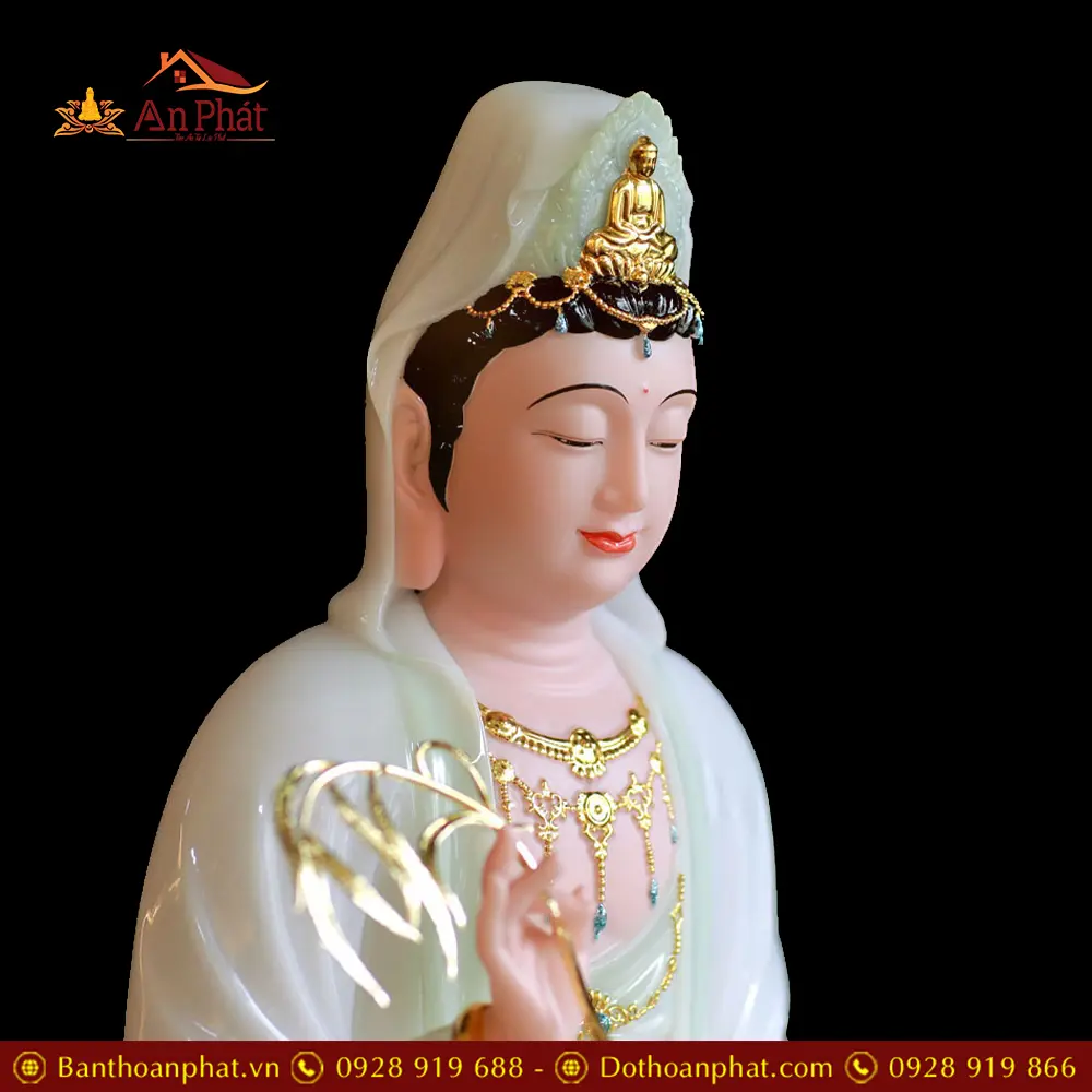 Tượng Quan Âm Bồ Tát Bột Đá Xanh Thiên Thanh Cao Cấp T2548 17 tuong quan am bo tat bot da xanh thien thanh cao cap t254800005