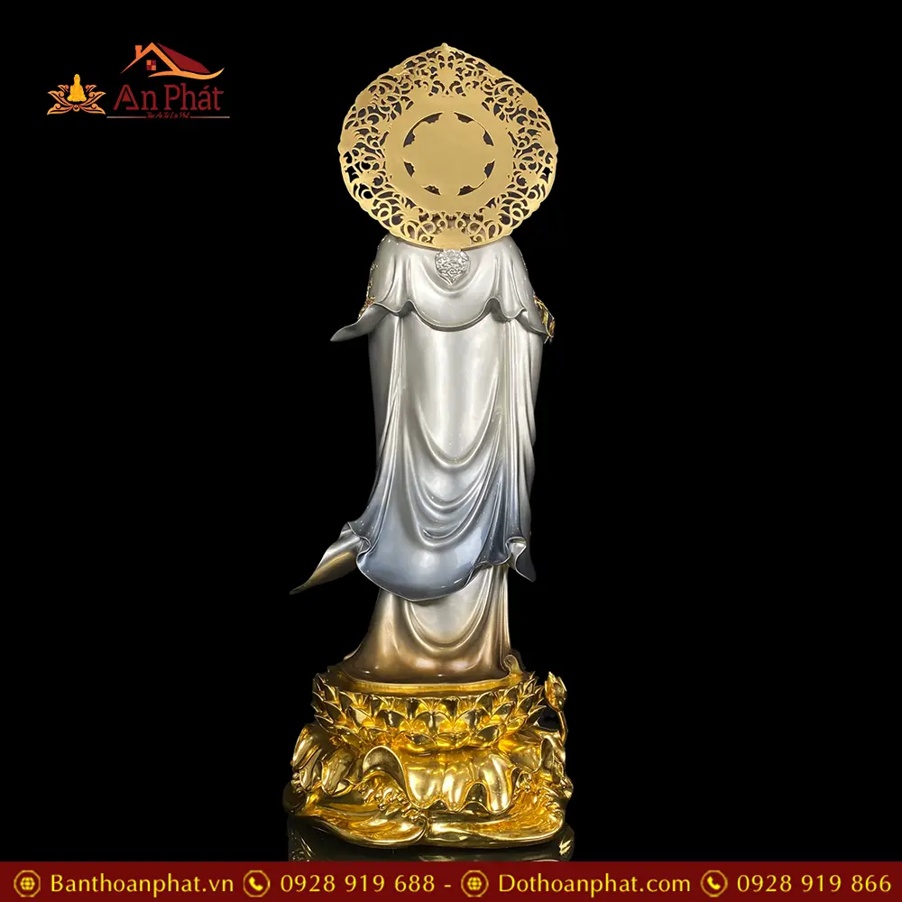 Tượng Quan Âm Bồ Tát Đứng Đế Non Nước Có Lá Đề Cao Cấp T2579 17 tuong quan am bo tat dung de non nuoc co la de cao cap t257900007