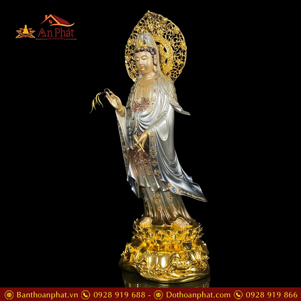 Tượng Quan Âm Bồ Tát Đứng Đế Non Nước Có Lá Đề Cao Cấp T2579 16 Tượng Quan Âm Bồ Tát Đứng Đế Non Nước Có Lá Đề Cao Cấp T2579