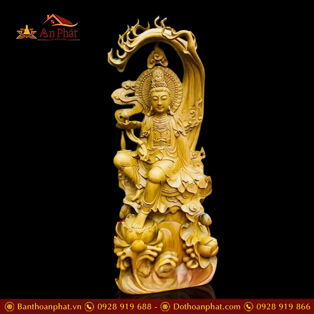 Tượng Quan Âm Tự Tại Gỗ Pơ Mu Cao Cấp T2727