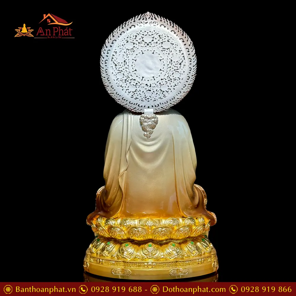 Tượng Quan Thế Âm Bồ Tát Bằng Đồng Men Cổ Dát Vàng Ngồi Đài Sen Cao Cấp T2543 15 tuong quan the am bo tat bang dong men co dat vang ngoi dai sen cao cap t254300006