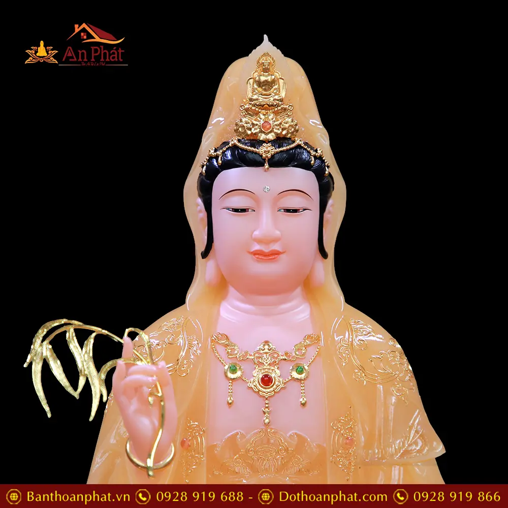 Tượng Quan Thế Âm Bồ Tát Bột Đá Thạch Anh Ngồi Đế Non Nước T2544 14 tuong quan the am bo tat bot da thach anh ngoi de non nuoc t254400004