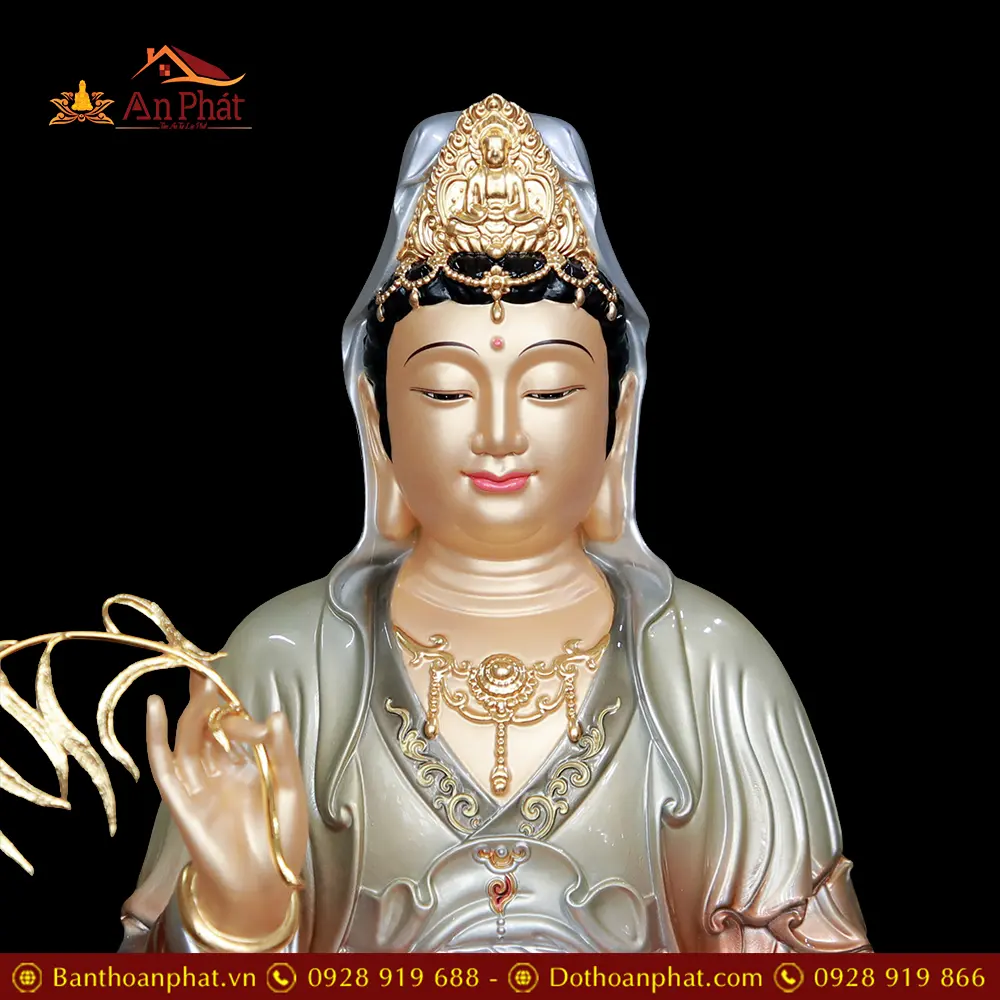 Tượng Quan Thế Âm Bồ Tát Đồng Cổ Toạ Vân Ánh Kim Cao Cấp T2546 16 tuong quan the am bo tat dong co toa van anh kim cao cap t254600004