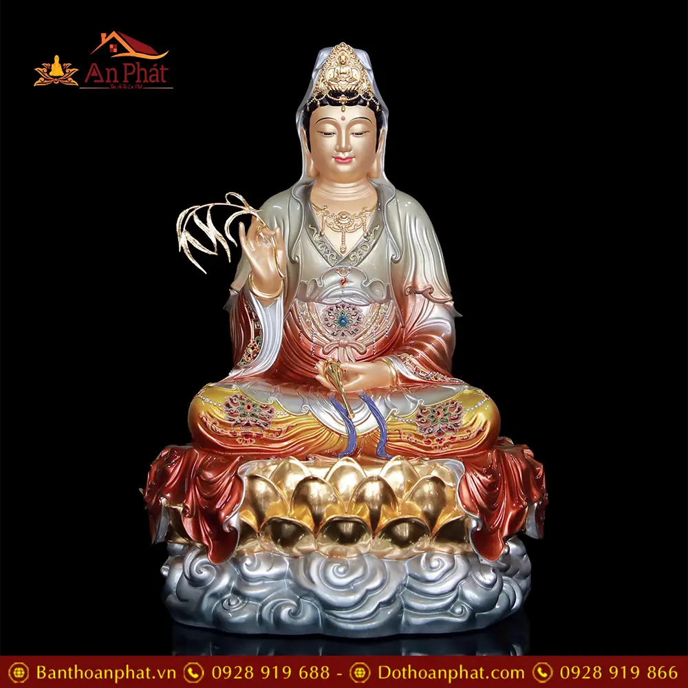 Tượng Quan Thế Âm Bồ Tát Đồng Cổ Toạ Vân Ánh Kim Cao Cấp T2546 13 Tượng Quan Thế Âm Bồ Tát Đồng Cổ Toạ Vân Ánh Kim Cao Cấp T2546