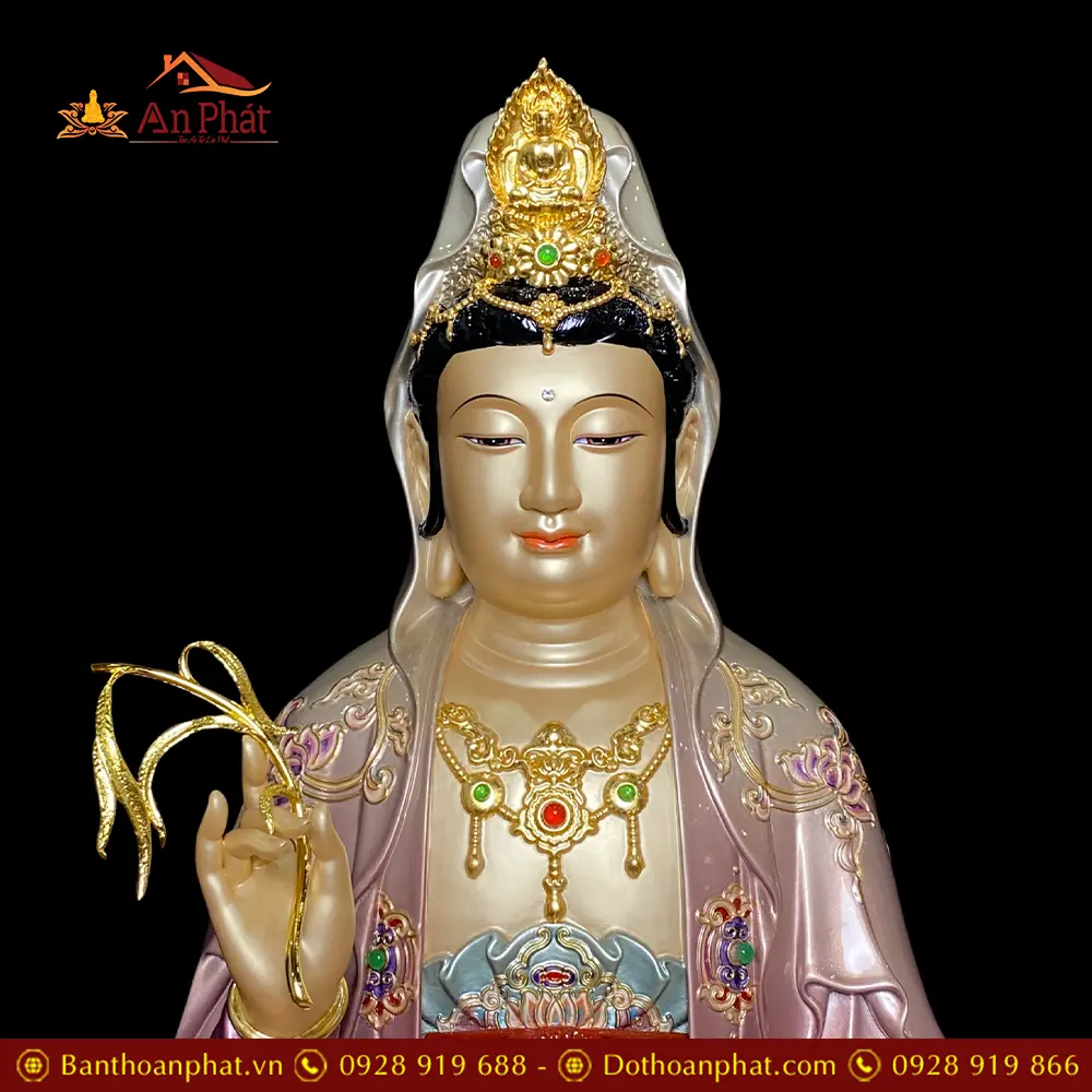 Tượng Quan Thế Âm Bồ Tát Đồng Men Cổ Mẫn Bảo Ngồi Đế Non Nước Cao Cấp T2604 14 tuong quan the am bo tat dong men co man bao ngoi de non nuoc cao cap t260400001