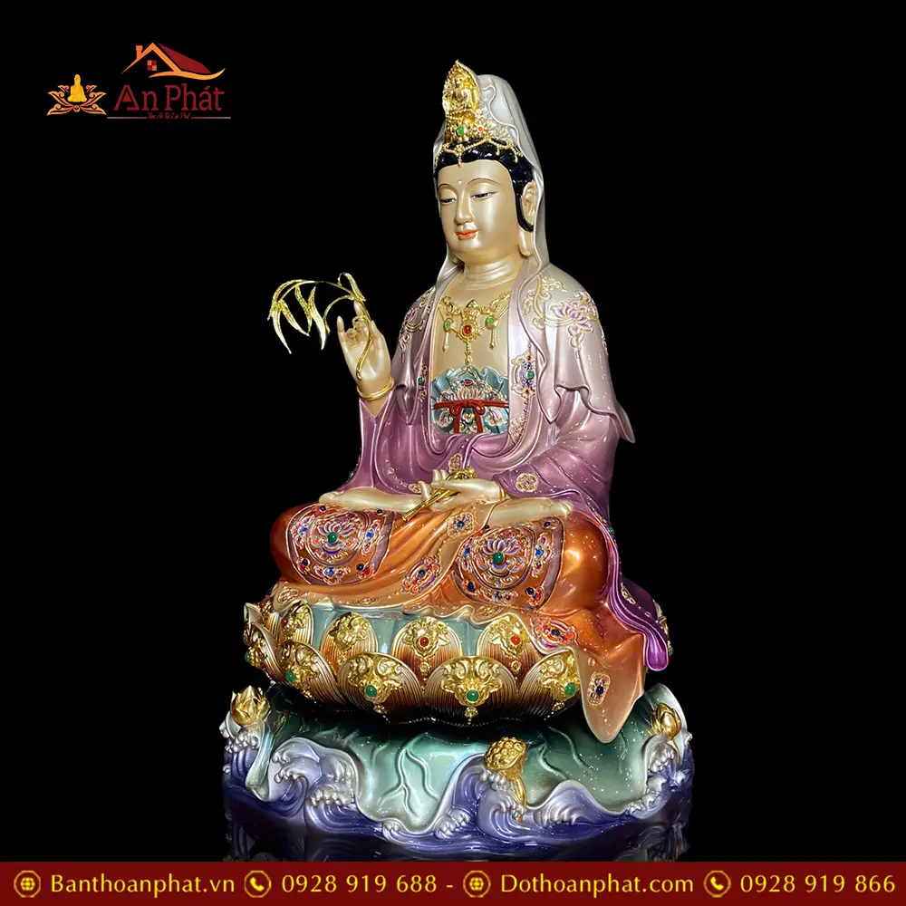 Tượng Quan Thế Âm Bồ Tát Đồng Men Cổ Mẫn Bảo Ngồi Đế Non Nước Cao Cấp T2604 12 Tượng Quan Thế Âm Bồ Tát Đồng Men Cổ Mẫn Bảo Ngồi Đế Non Nước Cao Cấp T2604