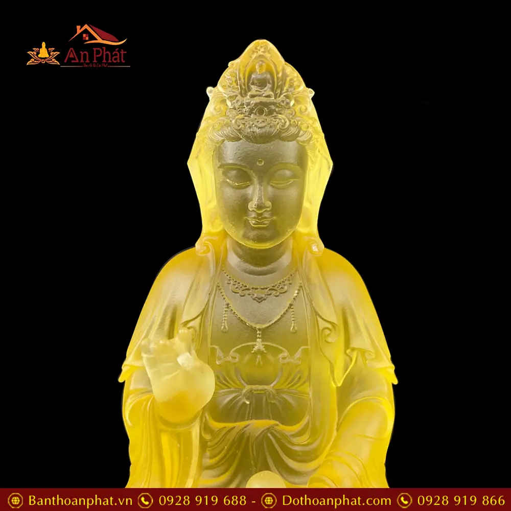 Tượng Quan Thế Âm Bồ Tát Ngồi Đài Sen Lưu Ly Cao Cấp Nhập Khẩu T2585 18 tuong quan the am bo tat ngoi dai sen luu ly cao cap nhap khau t258500006