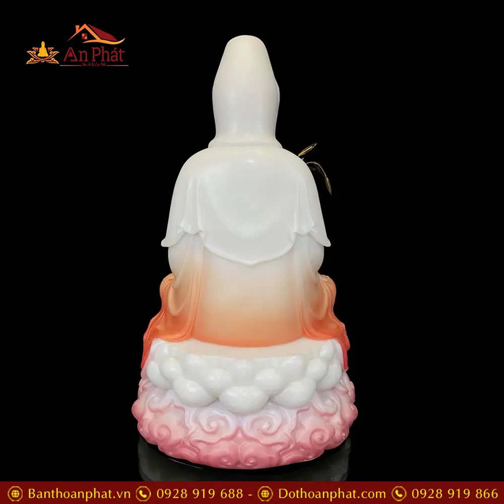 Tượng Quan Thế Âm Bồ Tát Ngồi Đế Mây Bằng Bột Đá Cao Cấp Sơn Màu Đỏ T2596 15 Tượng Quan Thế Âm Bồ Tát Ngồi Đế Mây Bằng Bột Đá Cao Cấp Sơn Màu Đỏ T2596