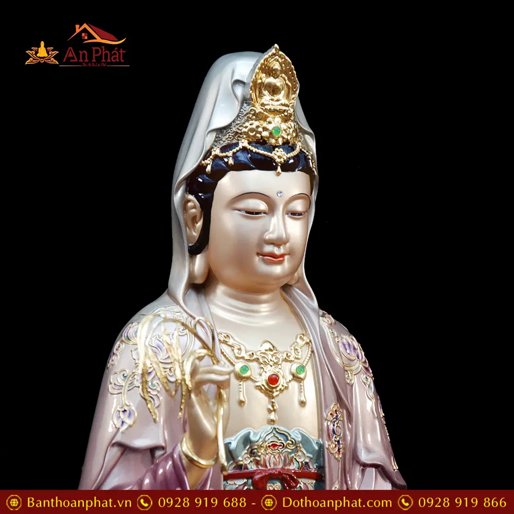 Tượng Quan Thế Âm Bồ Tát Ngồi Non Nước Đồng Sơn Màu Cao Cấp T2566 21 tuong quan the am bo tat ngoi non nuoc dong son mau cao cap t256600007
