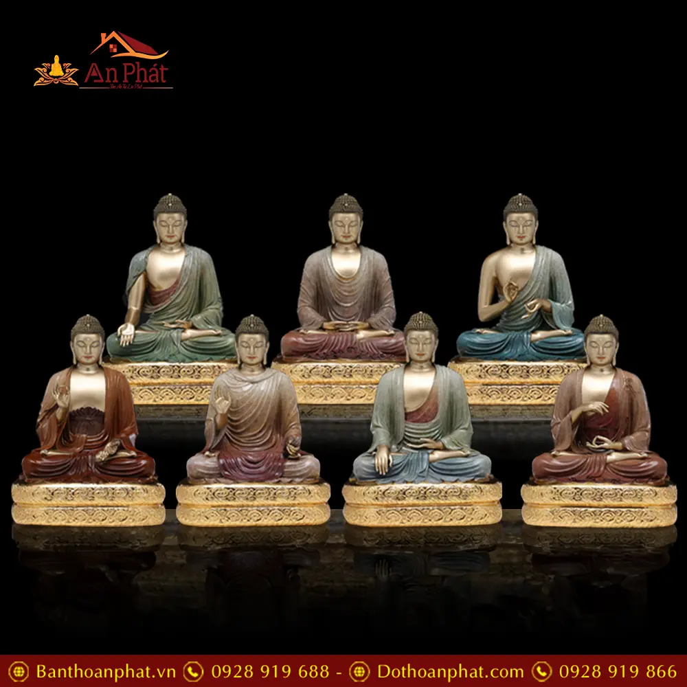 Tượng Thất Phật Dược Sư Đồng Cao Cấp Men Cổ Nhập Khẩu T2686