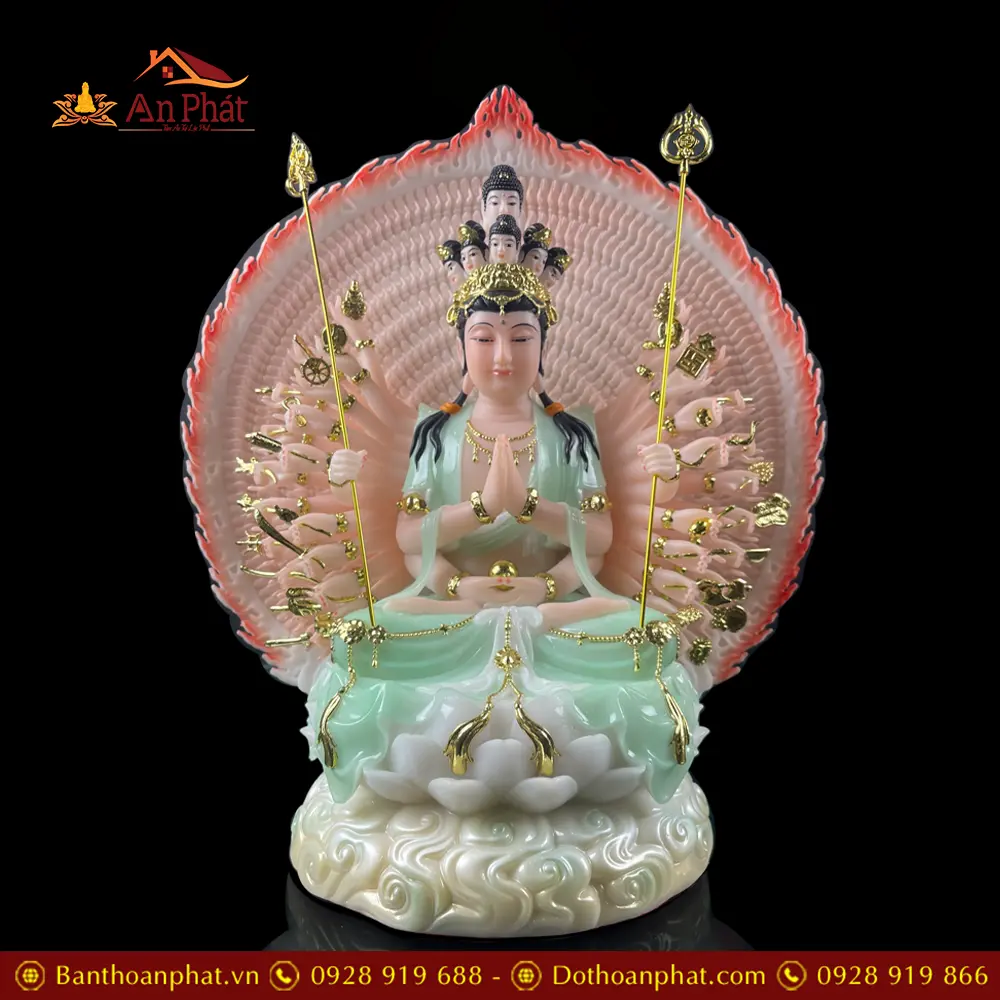 Tượng Thiên Thủ Thiên Nhãn Bồ Tát Bột Đá Xanh Cao Cấp Nhập Khẩu T2678