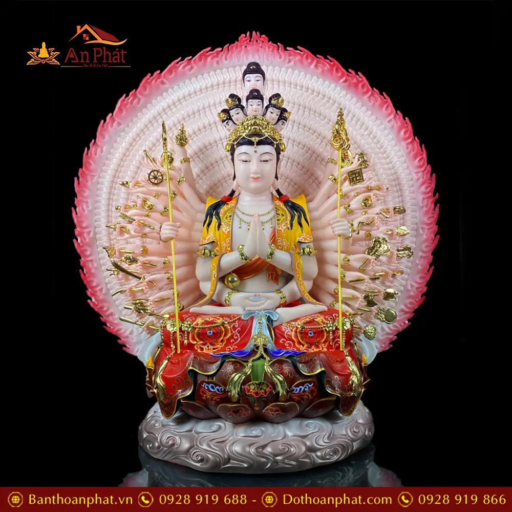 Tương Thiên Thủ Thiên Nhãn Bột Đá Đế Mây Vẽ Gấm Cao Cấp T2681