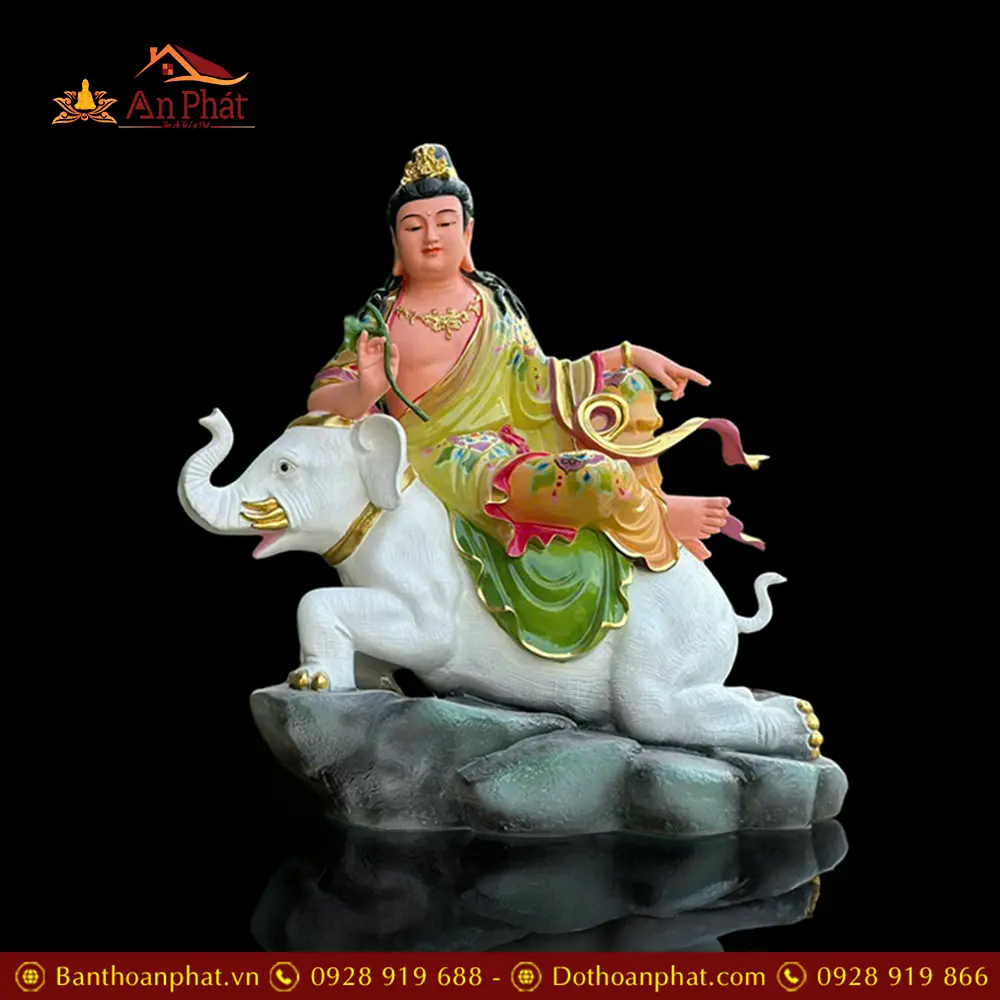 Bộ Tượng Văn Thù Phổ Hiền Bồ Tát Composite Sơn Màu Nhập Khẩu T2738 9 bo tuong van thu pho hien bo tat composite son mau nhap khau t273800001
