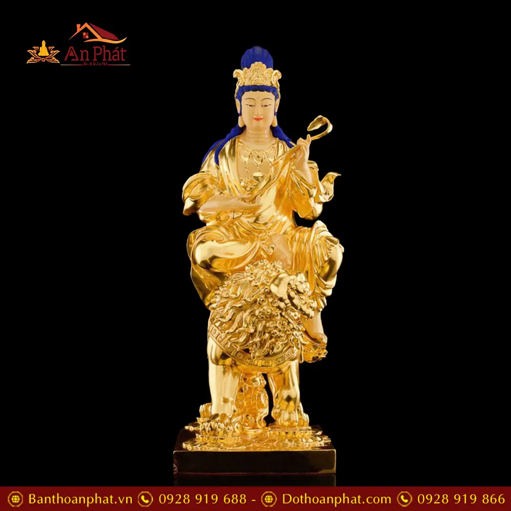 Bộ Tương Văn Thù Phổ Hiền Bồ Tát Đồng Cao Cấp Dát Vàng Nhập Khẩu T2739