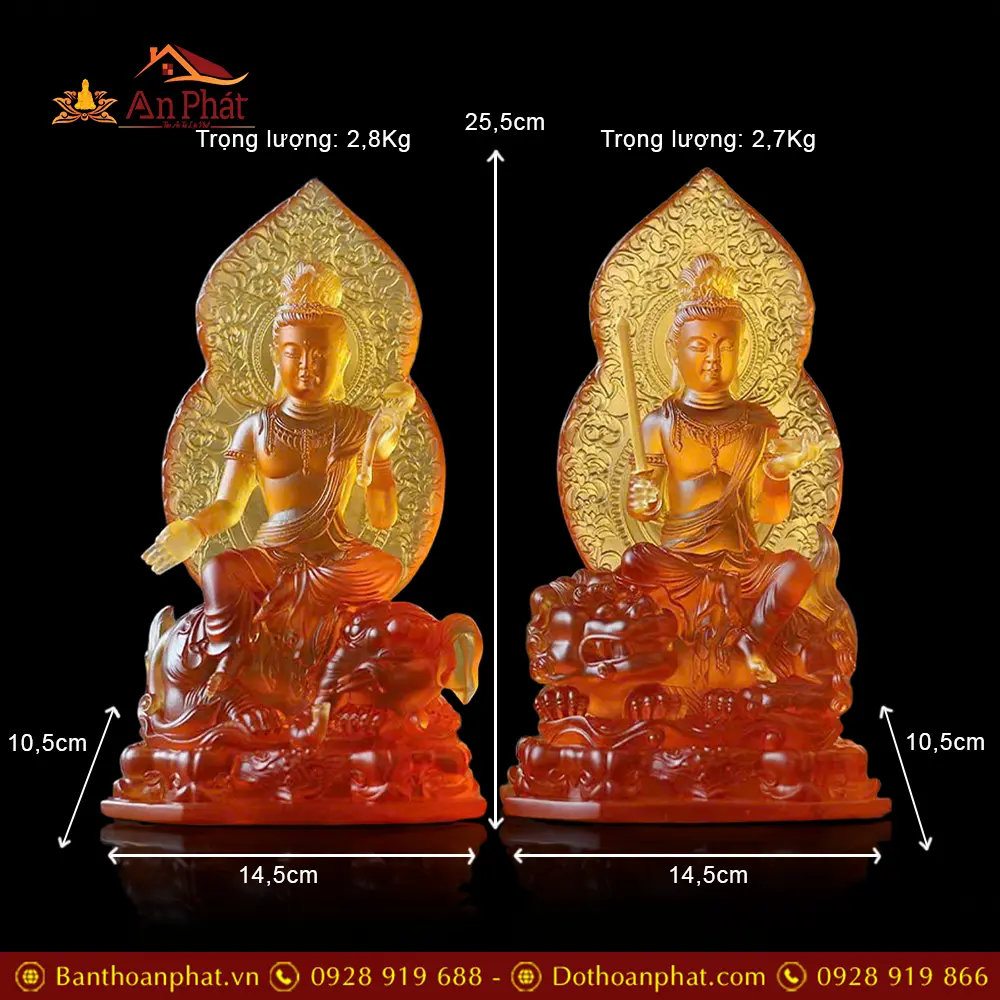 Bộ Tương Văn Thù Phổ Hiền Bồ Tát Lưu Ly Cao Cấp T2740