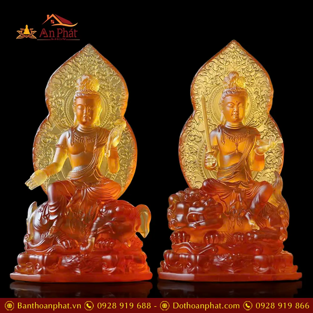 Bộ Tương Văn Thù Phổ Hiền Bồ Tát Lưu Ly Cao Cấp T2740