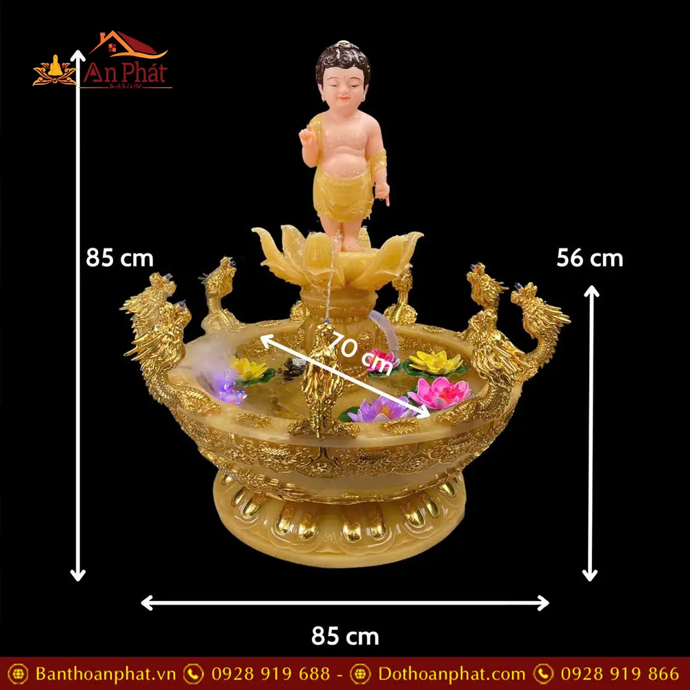 Chậu Tắm Phật Cửu Long Hoa Sen Bột Đá Thạch Anh Nhập Khẩu T2755 15 chau tam phat cuu long hoa sen bot da thach anh nhap khau t275500001