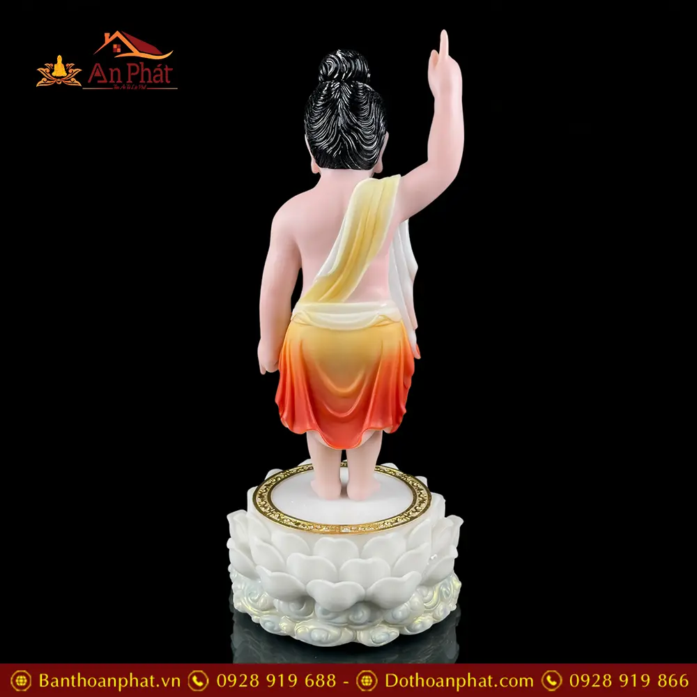 Tượng Phật Đản Sanh Bột Đá Cao Cấp Sơn Màu T2746