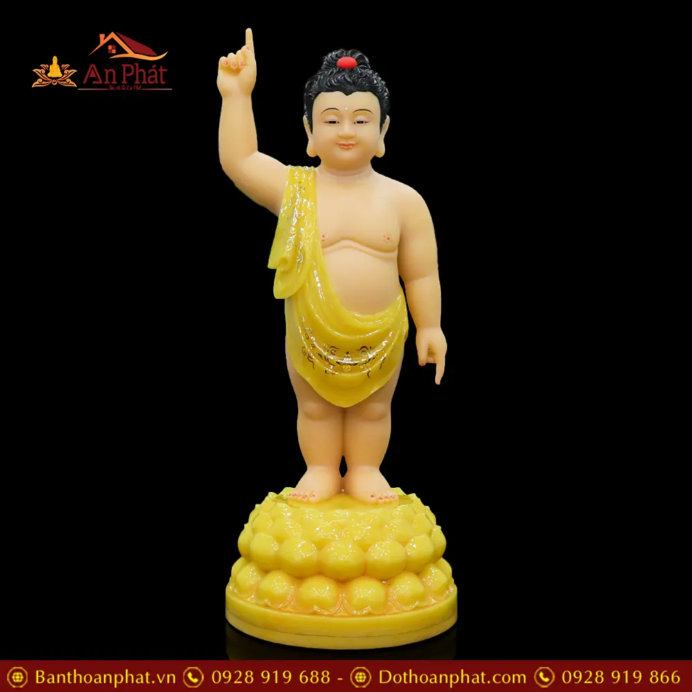 Tượng Phật Đản Sanh Bột Đá Thạch Anh Cao Cấp T2748