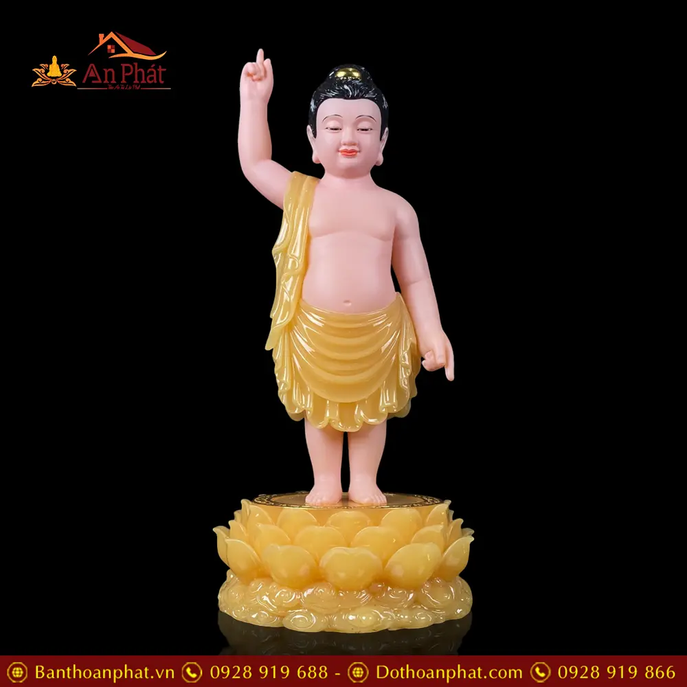 Tượng Phật Đản Sanh Bột Đá Thạch Anh Cao Cấp T2749