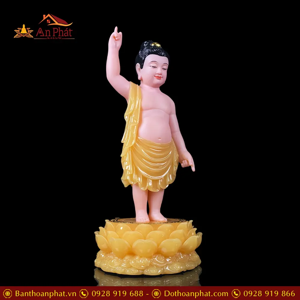 Tượng Phật Đản Sanh Bột Đá Thạch Anh Cao Cấp T2749